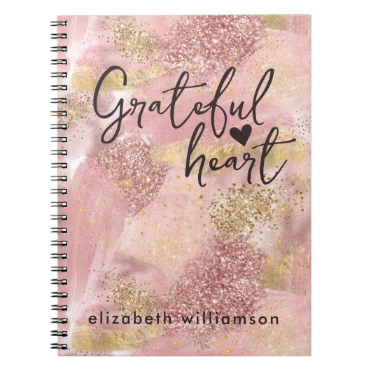 Moderne Abstracte Blush Pink Gold Glitter Glam Nam Notitieboek (Voorkant)