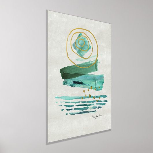 Moderne Abstracte Boho Style Waterverf Groen in go Folie Afdrukken (Laagn)