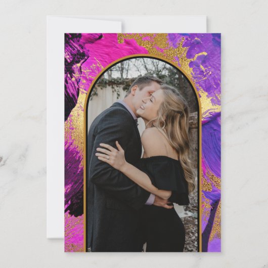 Moderne abstracte boog PHOTO bruiloft Kaart (Achterkant)