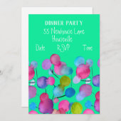 Moderne, abstracte boomkleurige Dinner Party Kaart (Voorkant / Achterkant)