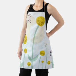 Moderne Abstracte Botanische Gele Billy Button Apr Schort