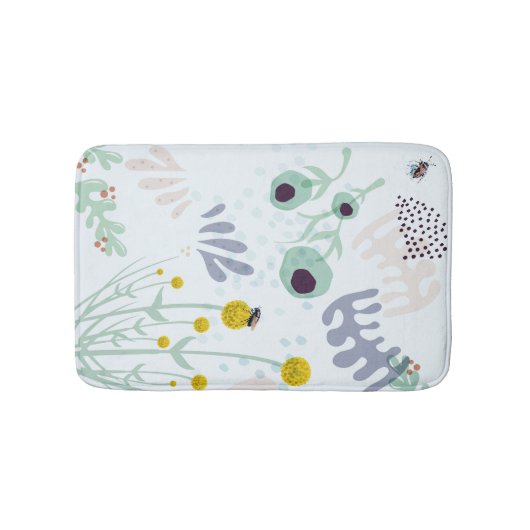 Moderne Abstracte Botanische Gele Billy Button Badmat (Voorkant)