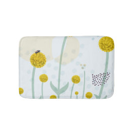Moderne Abstracte Botanische Gele Billy Button Badmat