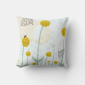 Moderne Abstracte Botanische Gele Billy Button Kussen (Voorkant)