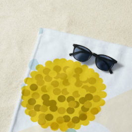 Moderne Abstracte Botanische Gele Billy Button Strandlaken