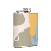 Moderne Abstracte botanische kunst in Oranje en br Heupfles (Rechts)