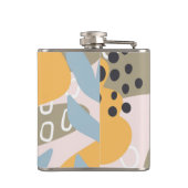 Moderne Abstracte botanische kunst in Oranje en br Heupfles (Achterkant)