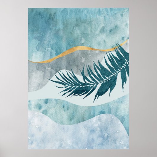 Moderne Abstracte Botanische Leaf Wall Art Poster (Voorkant)