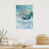 Moderne Abstracte Botanische Leaf Wall Art Poster (Keuken)