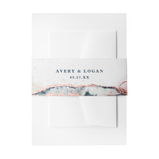Moderne Abstracte Bourgogne & marineblauwe bruilof Uitnodigingen Wikkel