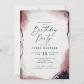 Moderne Abstracte Bourgogne & Navy verjaardagsfees Kaart (Voorkant)