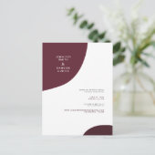 Moderne Abstracte Bourgogne virtuele bruiloft Briefkaart (Staand voorkant)