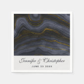 Moderne Abstracte bruiloft in zwart-wit en goudgri Servet (Voorkant)