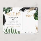 Moderne, abstracte bruiloft met tropische waanzin, aankondigingskaart (Achterkant)