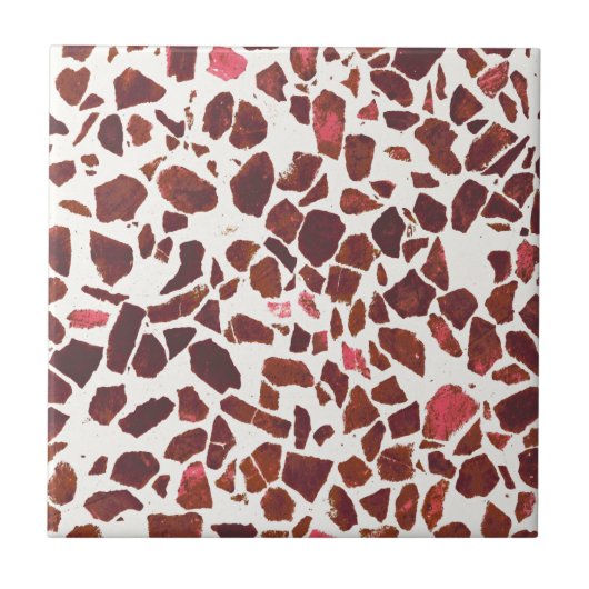 Moderne Abstracte Cherry Red Marble Stone Terrazzo Tegeltje (Voorkant)