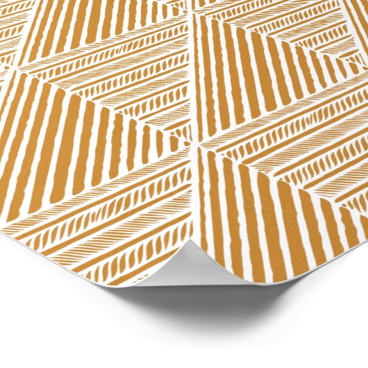 Moderne Abstracte Chevron Lines in Mustard Yellow Poster (Hoek)