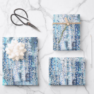 Moderne abstracte chic blue tones canvas afdrukken inpakpapier vel