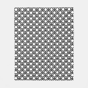 Moderne abstracte cirkels en lijnen op zwart en wi fleece deken