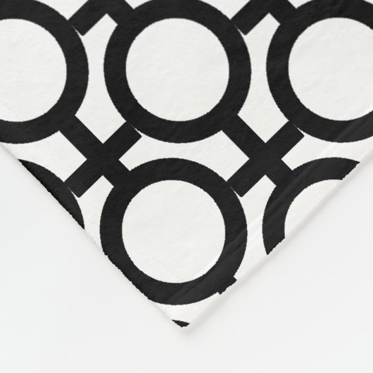 Moderne Abstracte cirkels en lijnen op zwart-wit Fleece Deken (Hoek)