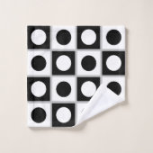 Moderne Abstracte cirkels en vierkanten in zwart-w Bad Handdoek (Wasdoekje)
