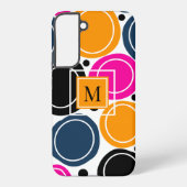 Moderne Abstracte Cirkels Monogram Roze Blauwgroen Samsung Galaxy Hoesje (Achterkant)