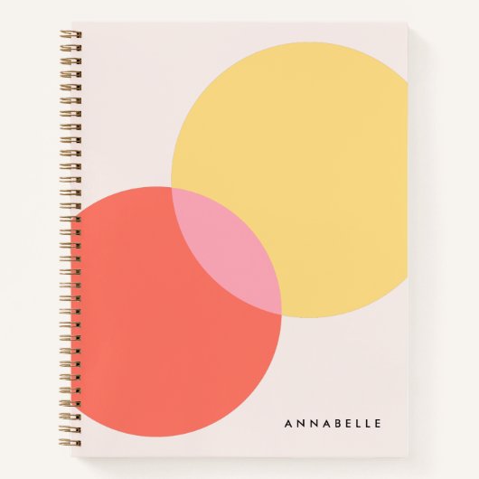 Moderne Abstracte cirkels roodgeel roze minimalist Notitieboek (Voorkant)