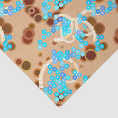 Moderne Abstracte Confetti Print, Aqua en Brown Tissuepapier (Detail)