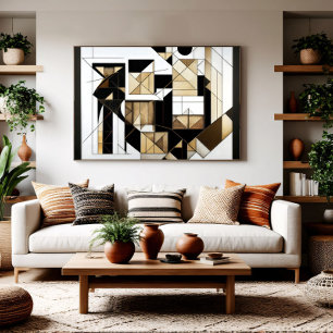 Moderne Abstracte Cubistische Geometrie Goud Poster
