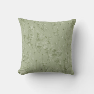Moderne Abstracte Dark Sage Green Wildflowers Kussen