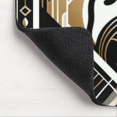 Moderne Abstracte decoratieve zwarte kat mousepad Muismat (Hoek)