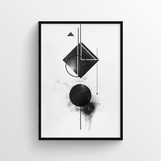 Moderne Abstracte digitale kunst in zwart-wit Poster