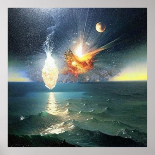 Moderne Abstracte digitale schilderdingen vallen Poster (Voorkant)