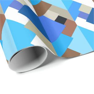 Moderne Abstracte driehoeken, kobalt blauw en brui Cadeaupapier