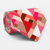 Moderne Abstracte driehoeken, koraalrood en roze Stropdas (Opgerold)