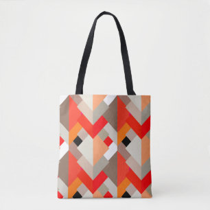 Moderne Abstracte driehoeken, Oranje, rood en grij Draagtas