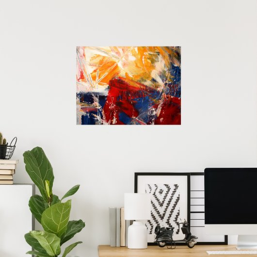 Moderne Abstracte drukkerij met expressionistisch Poster (Thuiskantoor)