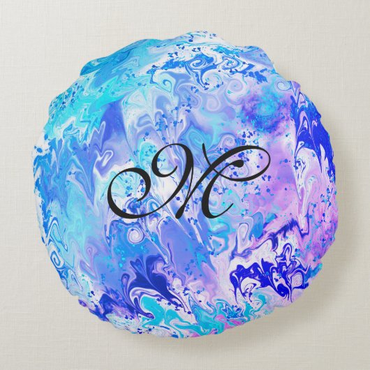 Moderne Abstracte dubbelzijdige 2 Design monogram Rond Kussen (Achterkant)