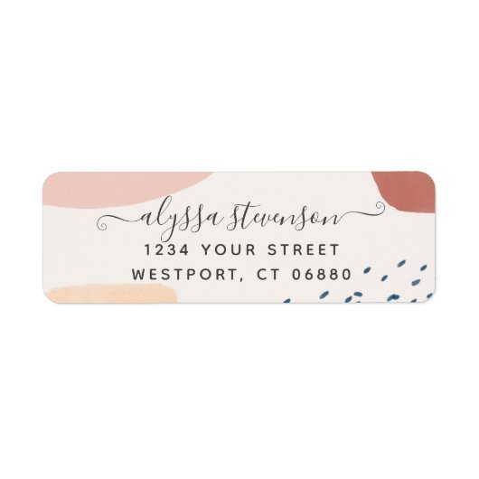 Moderne Abstracte Earth Tone Signature Script Retu Etiket (Voorkant)