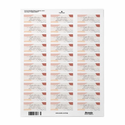 Moderne Abstracte Earth Tone Signature Script Retu Etiket (Full Sheet)