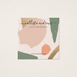 Moderne Abstracte Earth Tones Gold Ketting Display Vierkante Visitekaartjes