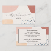 Moderne Abstracte Earth Tones Signature Script Bus Visitekaartje (Voorkant / Achterkant)