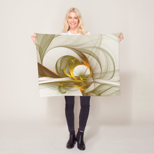 Moderne Abstracte edelmetaalkleuren Fractal Fleece Deken (In situ)