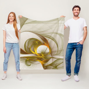 Moderne Abstracte edelmetaalkleuren Fractal Fleece Deken
