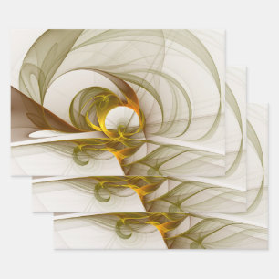 Moderne Abstracte edelmetaalkleuren Fractal Inpakpapier Vel