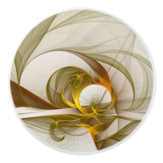 Moderne Abstracte edelmetaalkleuren Fractal Keramische Knop (Voorkant)