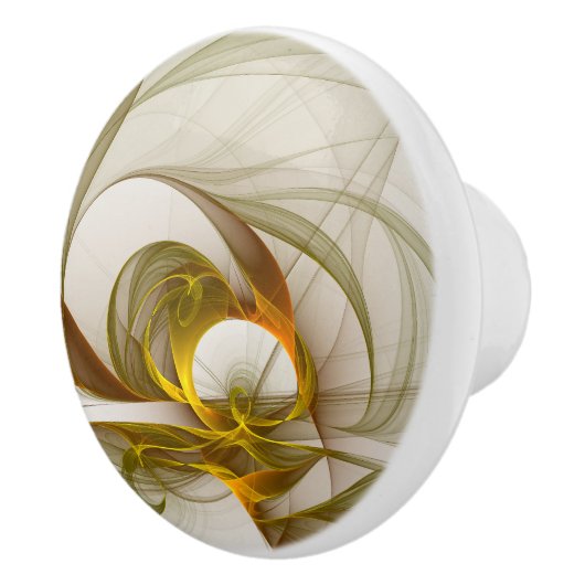 Moderne Abstracte edelmetaalkleuren Fractal Keramische Knop (Rechts)