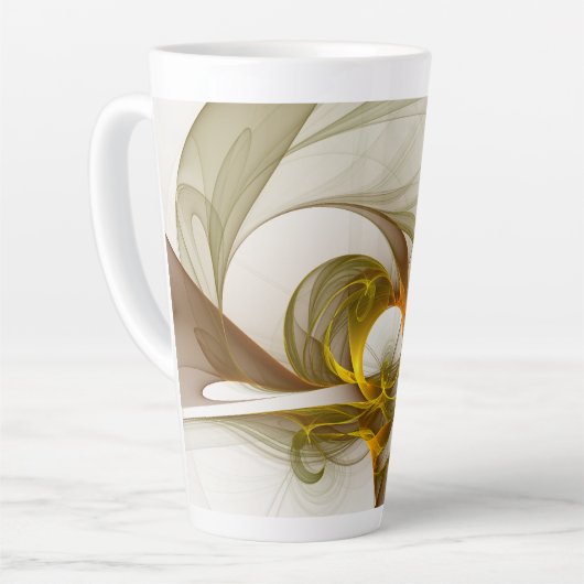 Moderne Abstracte edelmetaalkleuren Fractal Latte Mok (Linkerhoek)