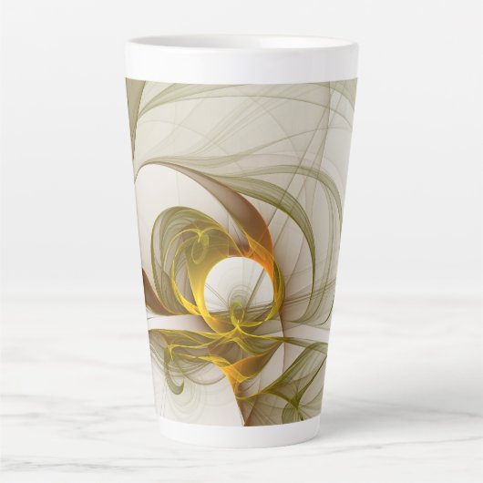 Moderne Abstracte edelmetaalkleuren Fractal Latte Mok (Voorkant)