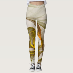 Moderne Abstracte edelmetaalkleuren Fractal Leggings