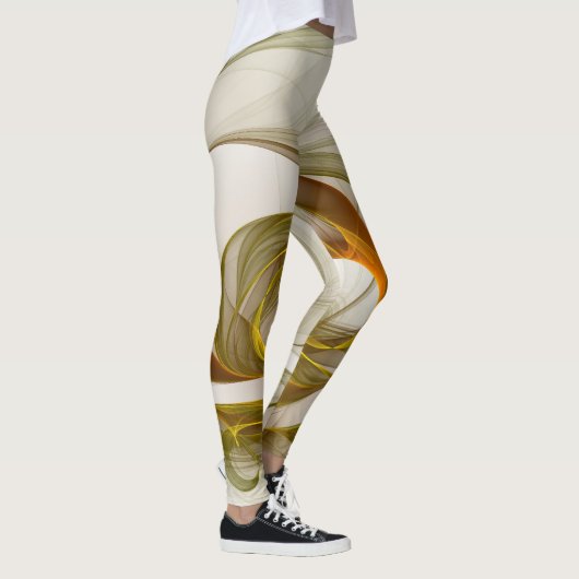 Moderne Abstracte edelmetaalkleuren Fractal Leggings (Rechts)